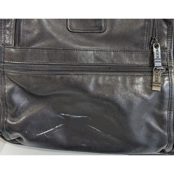 TUMI Alpha Expandable Large Leather Briefcase  Laptop Messenger Shoulder Bag - Picture 3 of 16